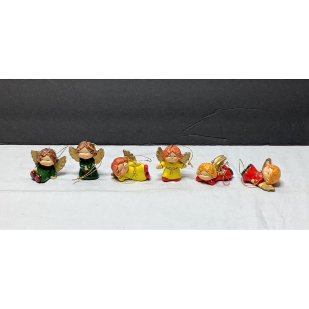 VINTAGE Enesco Christmas Ornaments  Mini 1978 ANGELS Porcelain Lot Of 6